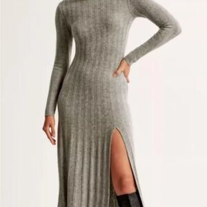 Gray Ribbed Knit Dress